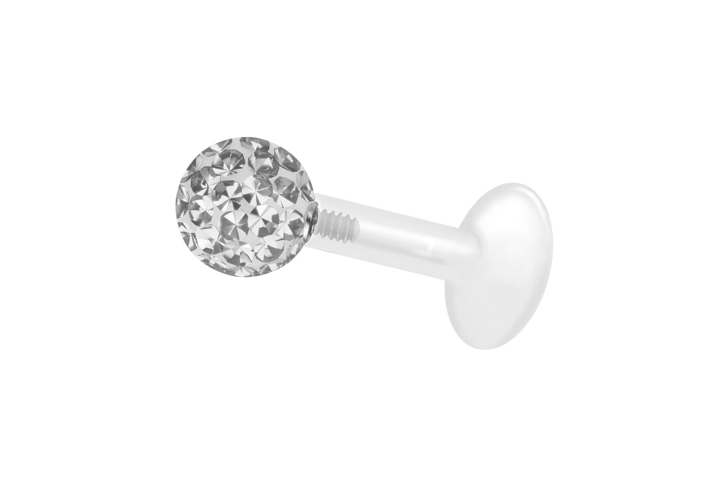 PTFE Labret Piercing mit Innengewinde + Titan-Aufsatz EPOXY-KUGEL